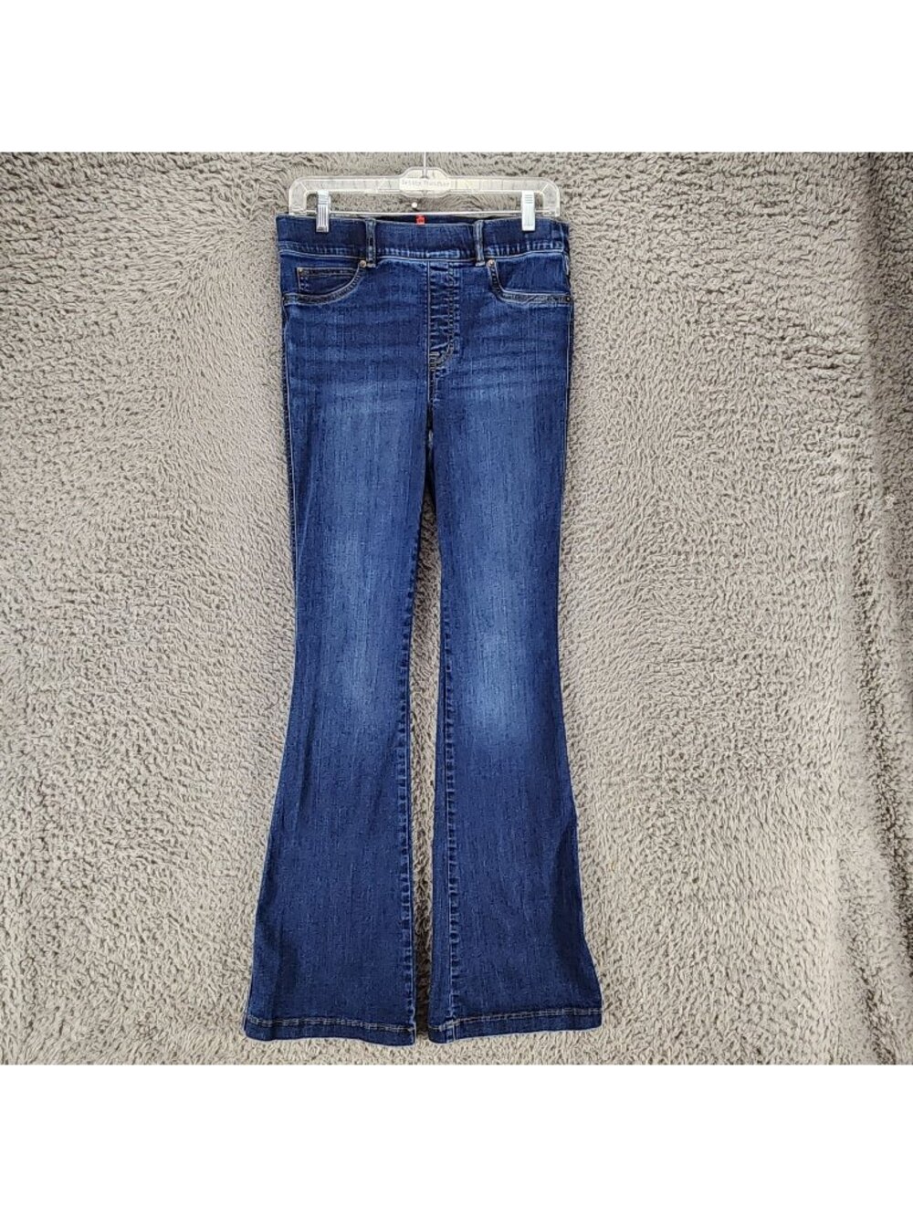Spanx Jeans Womens Medium Blue Stretch Denim Pull On Shapewear Flare